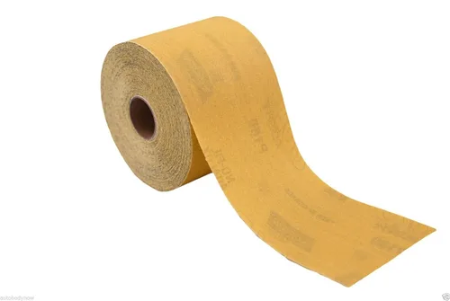 Vista 3 de Norton 6150 2.75 "x 25yd Papel de lija PSA de grano 180 Dura Block Gold Sticky Back Roll