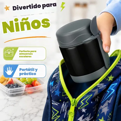Vista 7 de Howeemo Termo para sopa de 10 oz para alimentos calientes para niños, tarro de almuerzo para niños con cuchara, contenedores aislados, a prueba