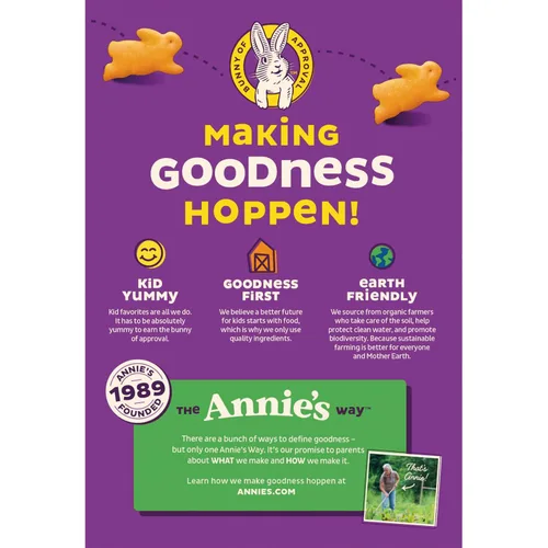 Vista 3 de Annie's Organic Cheddar Bunnies - Conejitos horneados de queso cheddar, Graham Snacks