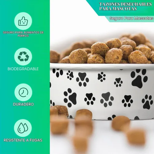Vista 3 de Potchen 30 cuencos desechables para perros de 12 onzas, alimentos pequeños para mascotas con platos impresos para mascotas pequeñas, cuencos