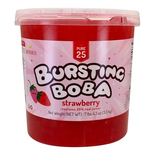 Vista 10 de Bossen Bursting Boba Pure25 relleno con un refrescante líquido afrutado que crea una explosión de sabor en tu boca. Haz en Taiwán 7.04 libras cada