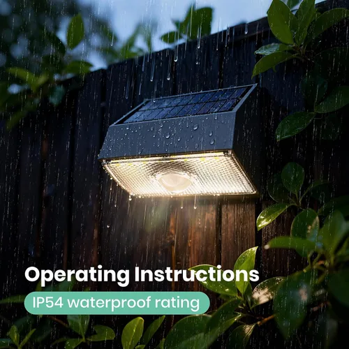 Vista 9 de Luz solar para valla de exterior, 4000K 3000K, luces de pared solares con sensor de movimiento, 1000 lm, luces solares pequeñas para valla