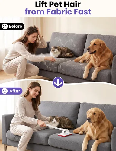 Vista 8 de DELOMO Cepillo removedor de pelo de mascotas reutilizable para muebles