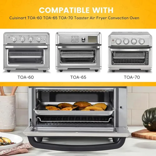 Vista 3 de 2 piezas de repuesto para freidora de aire Cuisinart TOA-60 TOA-65 TOA-70, horno de convección tostadora, 12 x 11 pulgadas de repuesto de bandeja