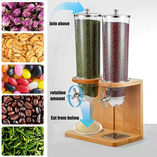 Vista 2 de Dispensador de cereales fácil de limpiar, dispensador de alimentos secos, dispensador de almacenamiento de contenedores de cereales de encimera