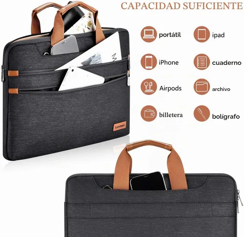 Vista 2 de LONMEN Funda para laptop de 15-15.6 pulgadas, protección de 360 grados, con correa ajustable para el hombro y correa de equipaje, bolsa resistente