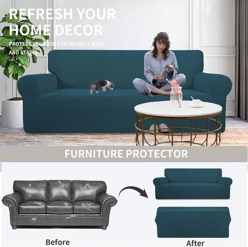Vista 60 de Easy-Going - Funda elástica sobredimensionada para sofá, 1 pieza, protector muebles, suave, parte inferior elástica, para niños, tela jacquard