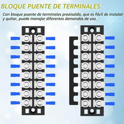 Vista 4 de Joinfworld Bloque de terminales 25A 600V Tira de terminales de tornillo de doble fila con tapa, bloque de terminales de cable preaislado de 8