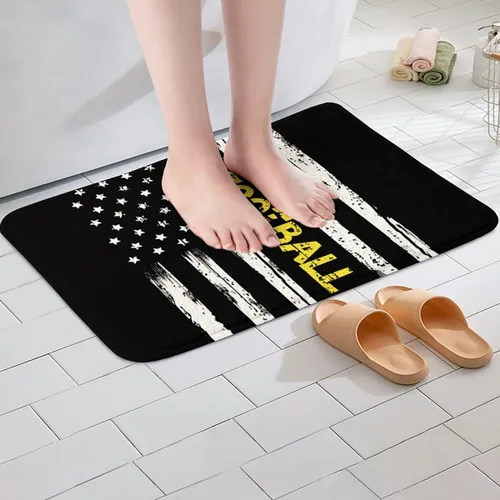 Vista 2 de Alfombras de fútbol para niños, alfombras esponjosas con estampado de fútbol americano para dormitorio, alfombra duradera de entrada interior de 16