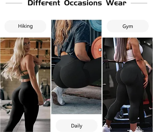 Vista 5 de JGS1996 Leggings con levantamiento de glúteos para mujer, cintura alta, para entrenamiento, sin costuras, pantalones de yoga con levantamiento