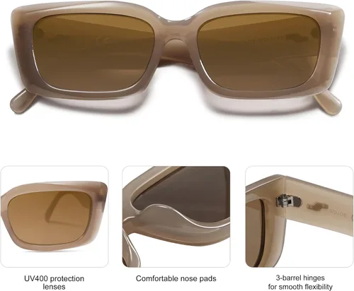 Vista 4 de SOJOS Trendy Rectangular Sunglasses Womens Retro Small Shades Sunnies Gafas de sole Chunky Angular Cornor Frame SJ2238