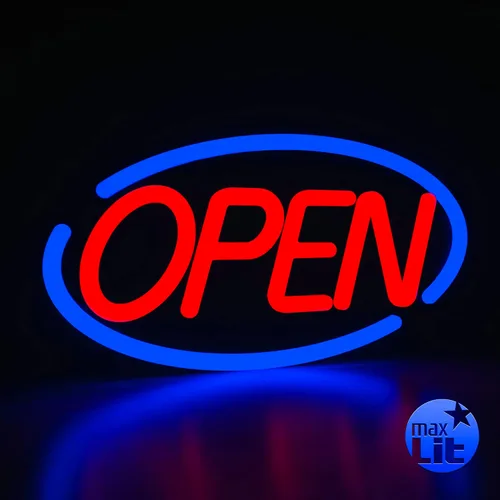 Vista 7 de Letrero de neón LED ultra brillante de 21 x 10 pulgadas, texto en inglés Open, con control remoto