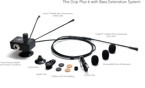 Vista 5 de Myers Pickups The Grip Plus 6 - Sistema de micrófono de acordeón para piano y agudos con 3 microcuellos de cisne flexibles