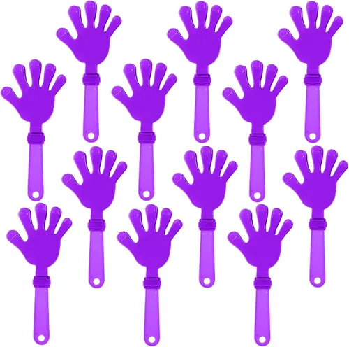 Vista 10 de 12 pinzas de mano negras de 7.5 pulgadas, que hacen ruido, regalos de fiesta, plástico para eventos deportivos, alegrías, baile, baloncesto, fútbol