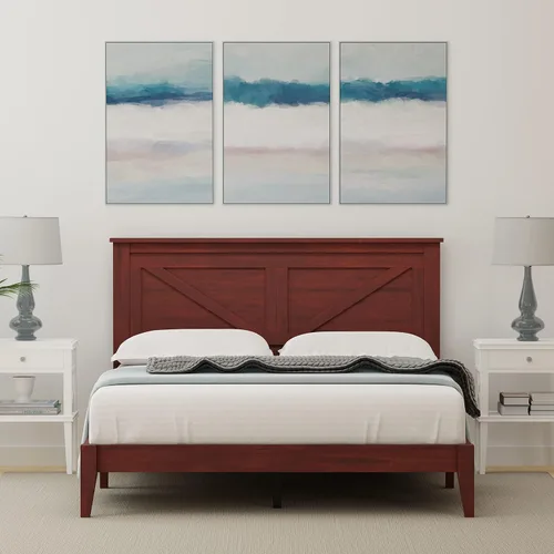 Vista 15 de Glenwillow Home Cama de plataforma de madera maciza estilo granja en tamaño individual, color cereza clásica