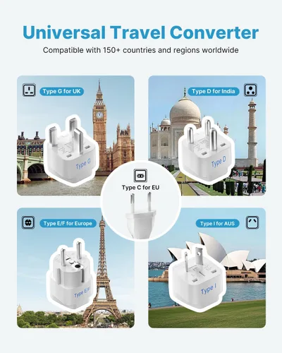 Vista 5 de VINTAR - Convertidor de 220 V a 110 V para viajes europeos, mini adaptador universal de viaje de 200 W, convertidor de voltaje de EE. UU. a Europa