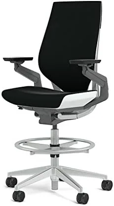 Vista 5 de Steelcase Gesture 442 - Taburete de tela berenjena, respaldo envuelto, marco ligero