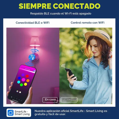 Vista 4 de Bombillas inteligentes E12 equivalente a 60 W, funciona con Alexa/Google Home/Smart Life, 500LM 6W RGBCW Candelabro LED bombillas, no requiere