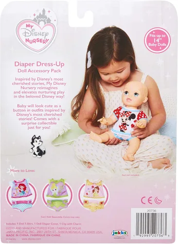 Vista 7 de My Disney Nursery Ropa y accesorios para muñecas de bebé, paquete de accesorios para pañales de Minnie inspirado en la querida Minnie Mouse