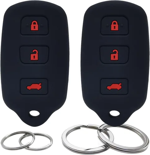 Vista 6 de 2 piezas de funda protectora de llave de silicona con 4 botones para mando a distancia sin llave, compatible con Toyota Corolla Camry Avalon 4Runner