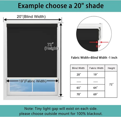 Vista 3 de Changshade - Persianas enrollables 100% opacas para ventanas, sin cordones, con parada libre y valance, persianas enrollables con aislamiento 2-Negro
