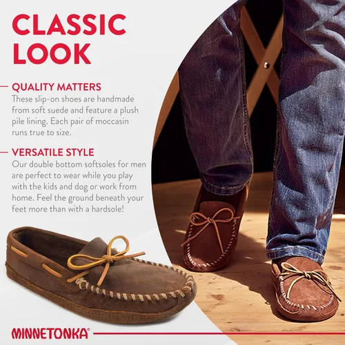 Vista 4 de Minnetonka Suela suave de doble parte inferior para hombre, Marrón