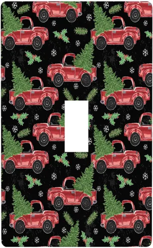 Vista 10 de Cubierta de interruptor de luz dúplex de 1 banda, cubierta decorativa de Navidad con copos de nieve rojos, placa frontal decorativa para cocina