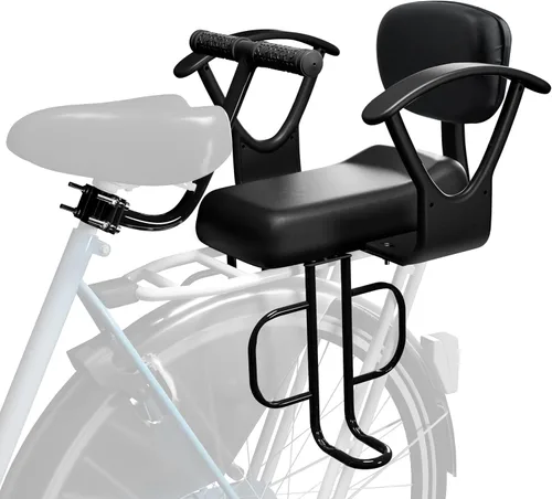 Vista 9 de Asiento trasero de bicicleta para niños con respaldo grueso, asiento trasero de bicicleta para niños de 2 a 8 años, talla única (negro, a)