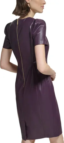 Vista 2 de Calvin Klein Faux Leather Short Sheath Dress with Short Sleeves