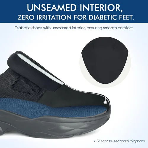 Vista 3 de Ortho+rest Zapatos para caminar diabéticos para hombre, zapatos para edema para pies hinchados, soporte de arco, zapatillas ortopédicas