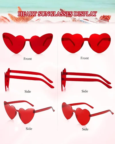 Vista 4 de Salfboy Gafas de sol de corazón para mujer, color caramelo, gafas de sol de despedida de soltera regalos de fiesta