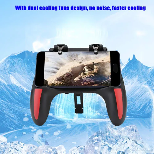 Vista 4 de Mobile Phone Game Controller PUBG Handle with Dual Cooling Fans Heat Dissipation No Noise Gamepad Handle Suitable for 4.7-6.5inch Phones