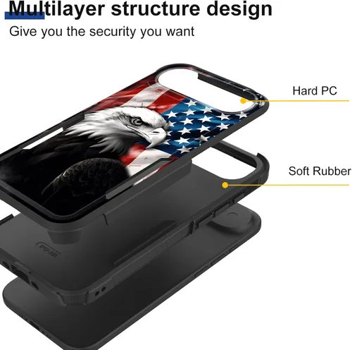 Vista 2 de Funda para iPhone Air, doble capa híbrida resistente resistente a prueba de golpes de policarbonato duro + funda protectora de silicona suave