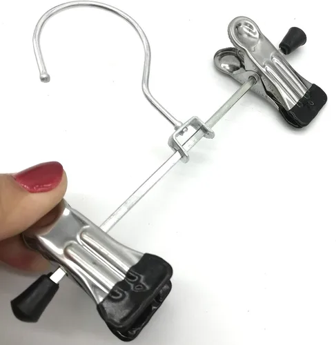Vista 3 de EAVOQLB - Paquete de 10 ganchos portátiles de viaje con acabado cromado, clips ajustables, perchas para botas, ultra finos, ahorro de espacio