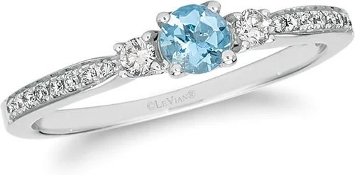 Vista 6 de LeVian - Anillo de tres piedras de oro rosa o blanco de 14 quilates, piedra preciosa redonda y diamante de 16 quilates (color H-I, claridad VS2-SI1)