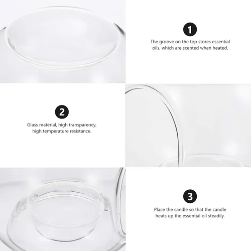 Vista 6 de Uonlytech Portavelas de vidrio transparente quemador de aceite esencial Quemador de cera de vela de tarta calentador difusor aroma calentadores