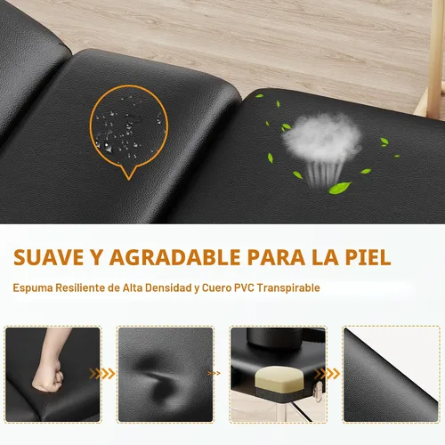 Vista 5 de Mesa de Masaje Portátil de 84" de Largo 24" de Ancho Profesional, Sofá de Masaje Reclinable de 3 Secciones, Cama de Aluminio Ajustable