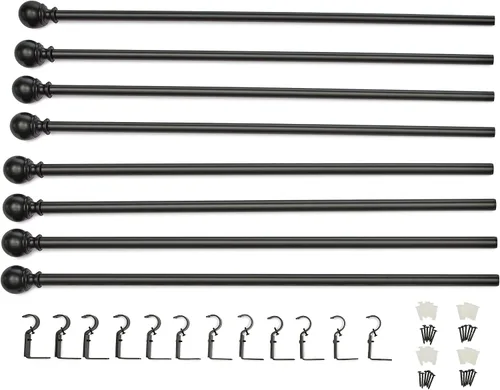 Vista 3 de Amazon Basics - Barras ajustables para cortinas para ventanas, con remates redondos, barra de 1 pulgada, de 36" a 72", color negro, paquete de 1