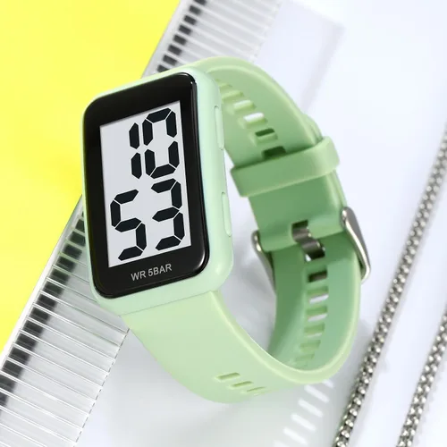Vista 5 de Reloj digital LED para hombre, simple atmosférico, rectangular, deportivo, impermeable, luminoso, para exteriores