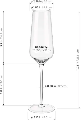 Vista 4 de Copas de copa de cristal de champán, juego de 4 copas de vino modernas y elegantes, sopladas a mano - Buenas para bodas, aniversarios, Navidad - 12