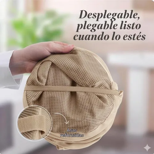 Vista 3 de Handy Laundry - Cesta de lavandería plegable de malla emergente con abertura ancha y bolsillo lateral - Diseño transpirable, resistente, plegable