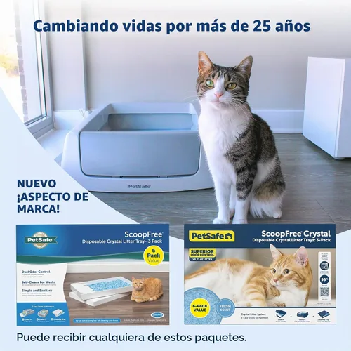 Vista 6 de Bandeja de arena de cristal desechable PetSafe ScoopFree - Caja de limpieza fácil - Recambio de bandeja para caja de arena eléctrica - Aroma fresco