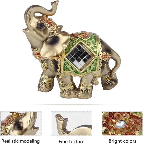Vista 4 de Figura de escritorio de elefante de resina, escultura de animal elegante para decoración de oficina en casa, decoración única de elefante
