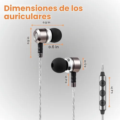 Vista 9 de Sephia SP3060VC - Auriculares con cable y micrófono, auriculares intrauditivos con graves profundos y aislamiento de ruido, controladores de 10mm
