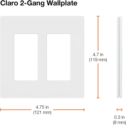 Vista 3 de Lutron Claro - Placa de cubierta para interruptor de luz, placa de pared de 2 posiciones, para interruptores de luz decorativos, cubierta