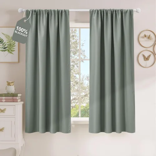 Vista 26 de NICETOWN Biscotti - Cortinas de cocina beige de 36 pulgadas de largo, bolsillo para barra, 100% opacas, casuales y relajantes, tratamientos