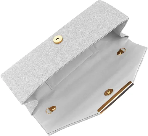 Vista 14 de Naimo Bolso de mano brillante para mujer, bolso de noche para fiesta, cóctel, boda, elegancia, sobre