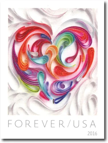 Vista 5 de Hoja de 20 estampillas postales Heart Forever en papel filigrana