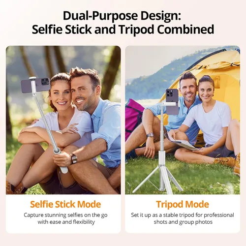 Vista 3 de ATUMTEK Trípode selfie stick de 62 pulgadas, trípode extensible de aluminio con control remoto Bluetooth recargable, compatible con teléfonos