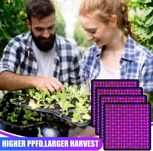 Vista 7 de Liliful 4 paneles de luces de cultivo artificiales de espectro completo de 200 W con 225 LED para interior y exterior para tienda de campaña de Azul